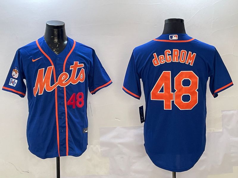 Men New York Mets #48 Degrom Blue Game 2025 Nike MLB Jersey style 2